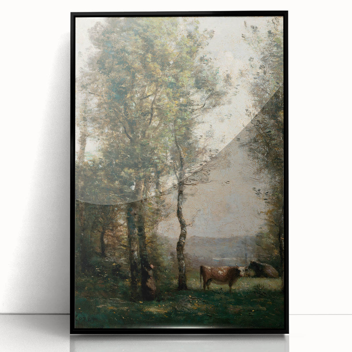 Wooded Landscape with Cows by Jean-Baptiste Corot - Classic Art Print
