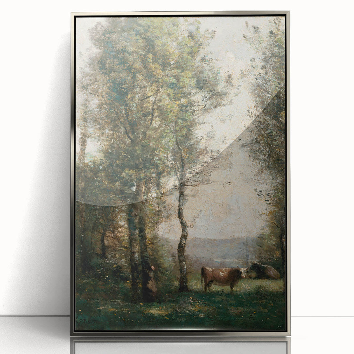 Wooded Landscape with Cows by Jean-Baptiste Corot - Classic Art Print