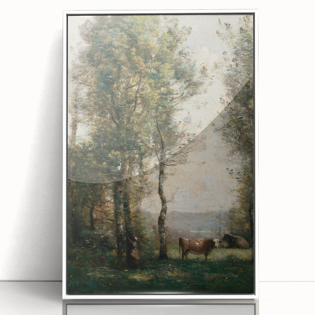 Wooded Landscape with Cows by Jean-Baptiste Corot - Classic Art Print