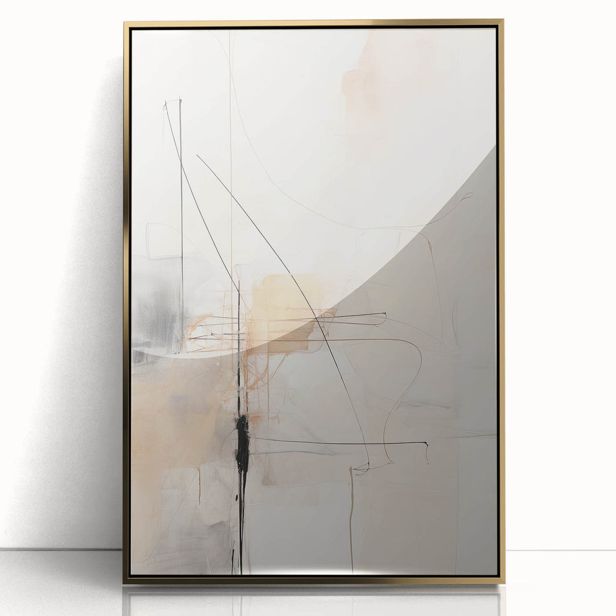 Contemporary Dining Art Pieces - Abstract Beige & Black Wall Décor
