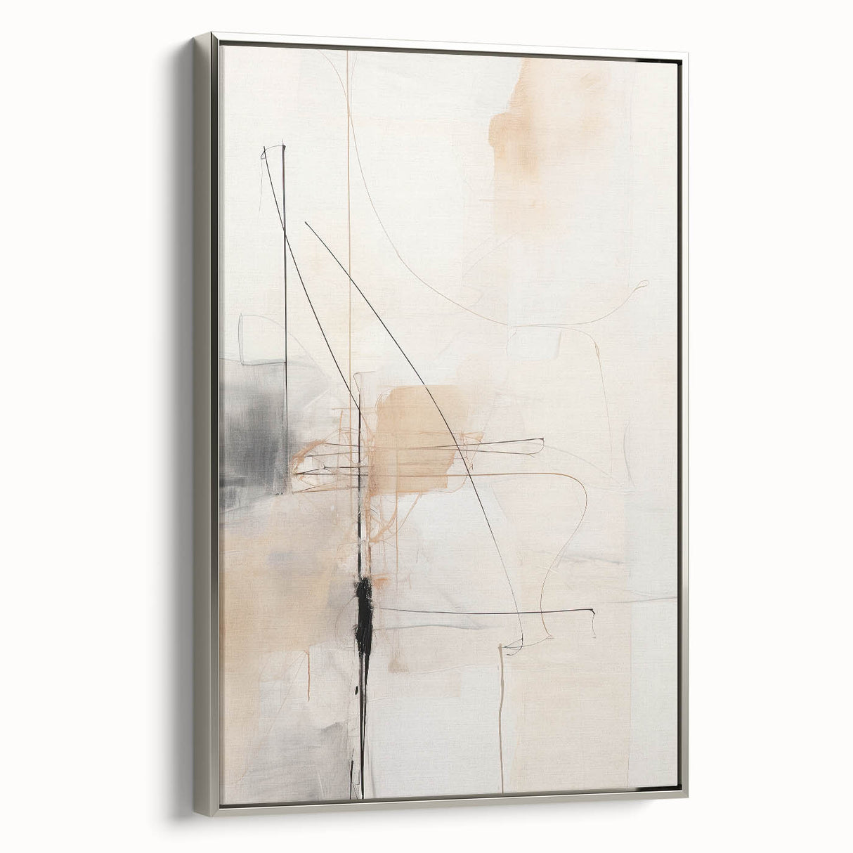 Contemporary Dining Art Pieces - Abstract Beige & Black Wall Décor