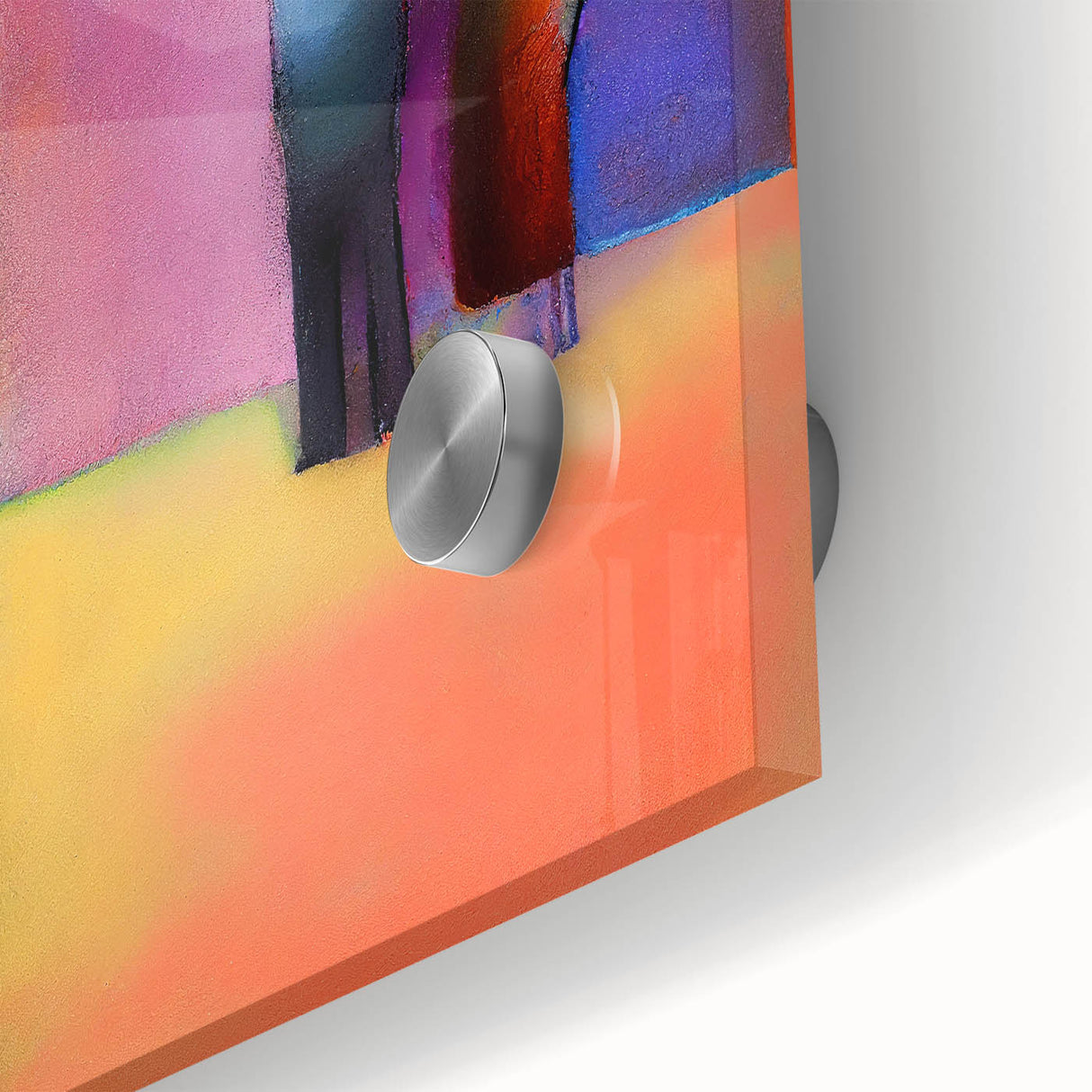 Abstract figurative wall art design printed on acrylic glass, showcasing vibrant colors and intricate details, ideal for modern decor and artistic spaces.