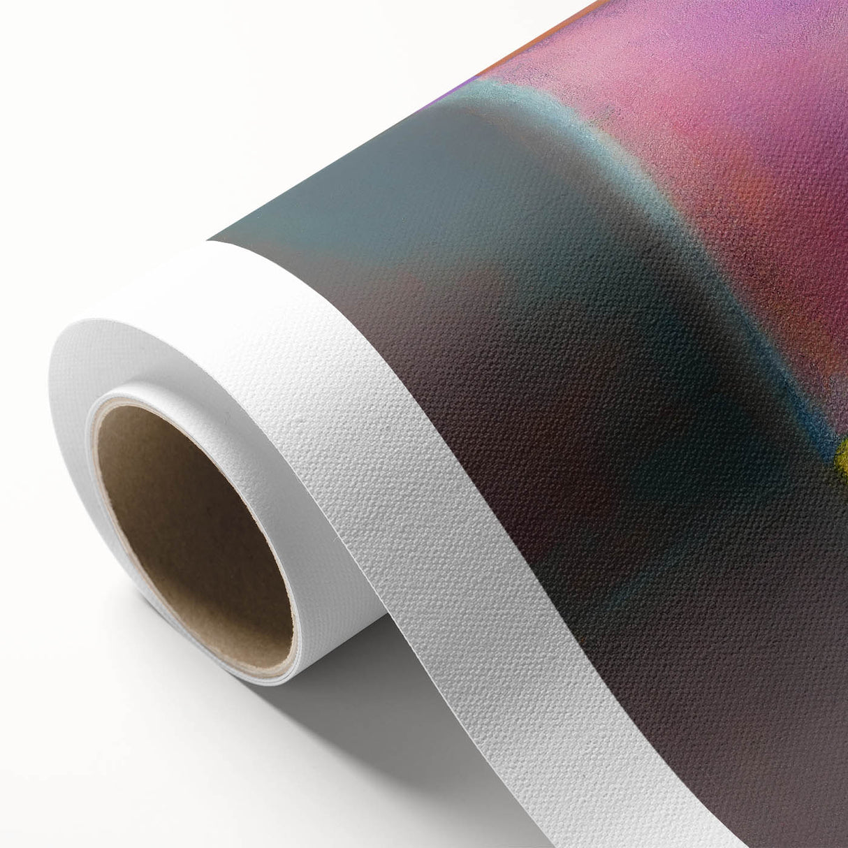 Abstract figurative wall art print on rolled canvas showcasing vibrant colors and dynamic shapes, ideal for modern home decor. Packaged securely for easy display.