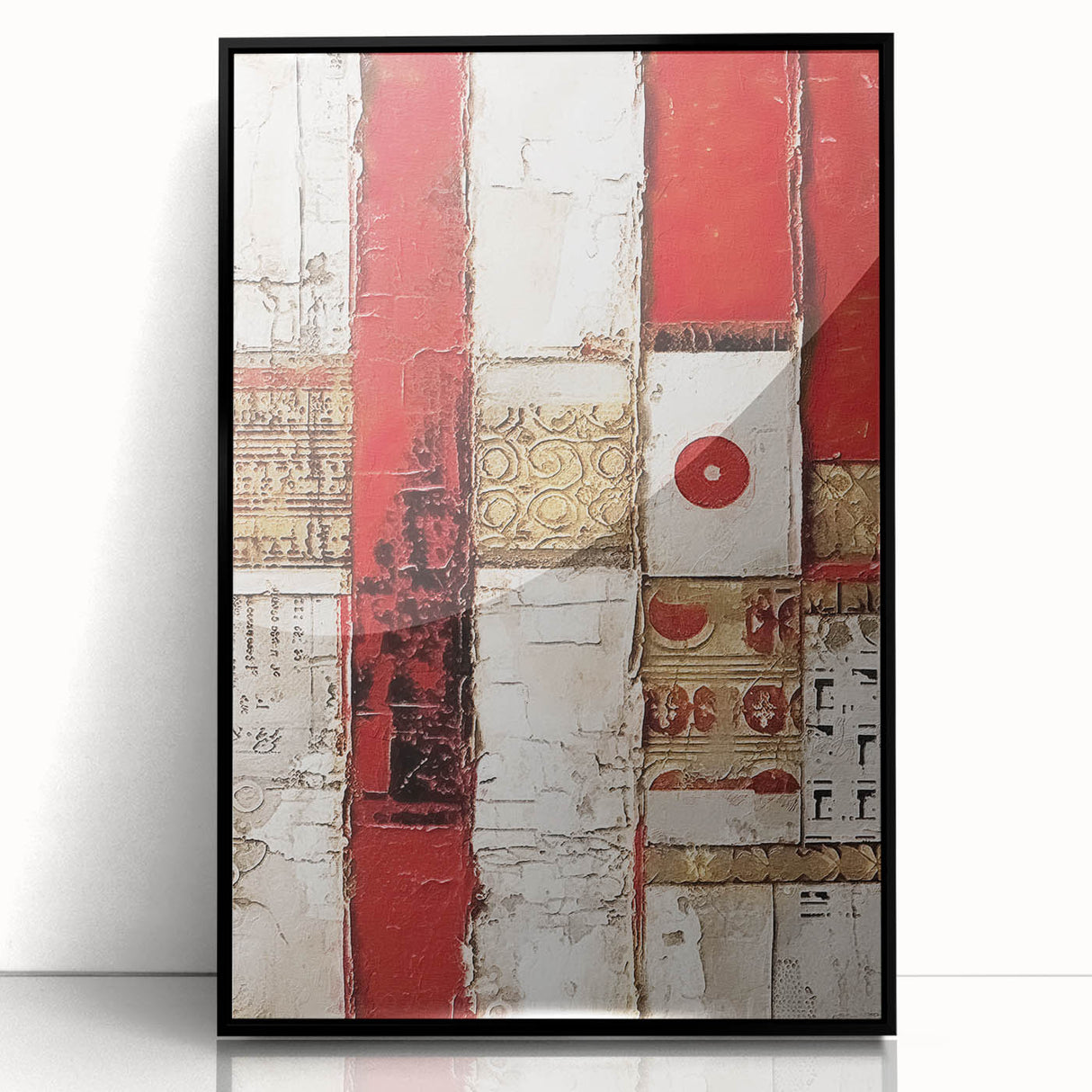 Framed acrylic wall art featuring abstract strokes in black, showcasing fluid shapes and rich textures, perfect for modern home decor. Ideal for adding sophistication to any living space.