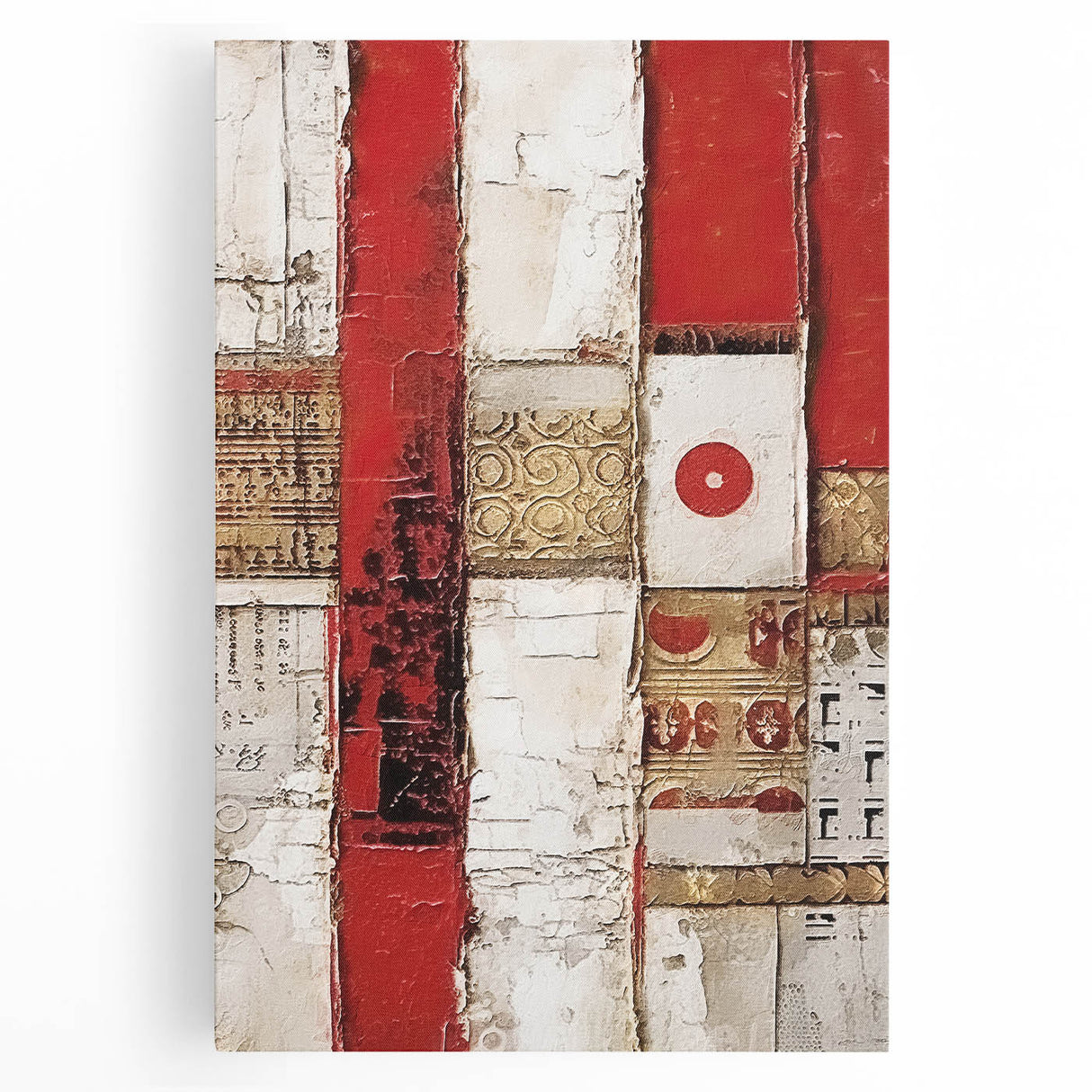 Abstract wall art featuring vibrant strokes in shades of blue, orange, and yellow, printed on stretched canvas, showcasing a modern artistic design ideal for contemporary home decor.