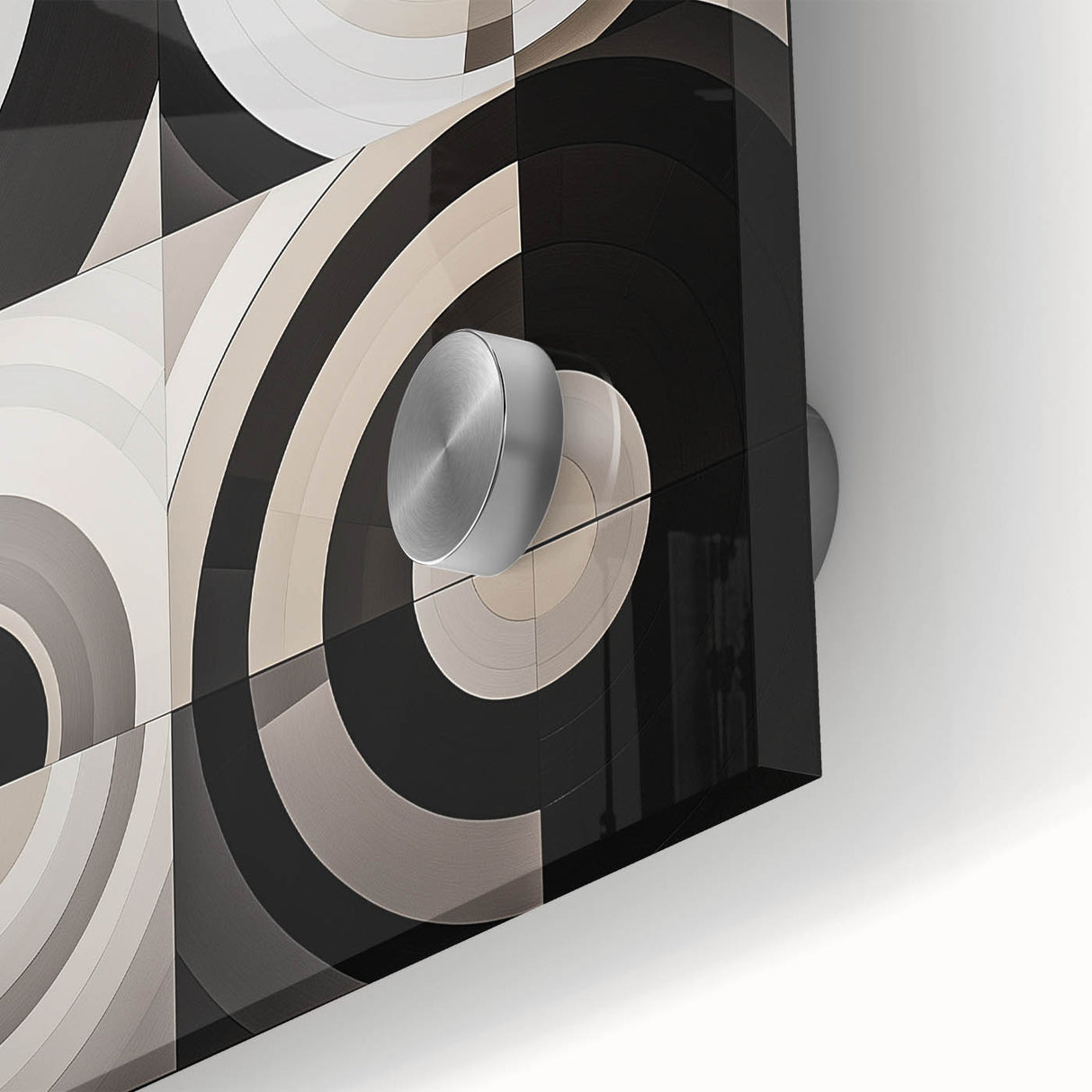 Modern Geometric Bedroom Wall Art - Black and White Canvas Print