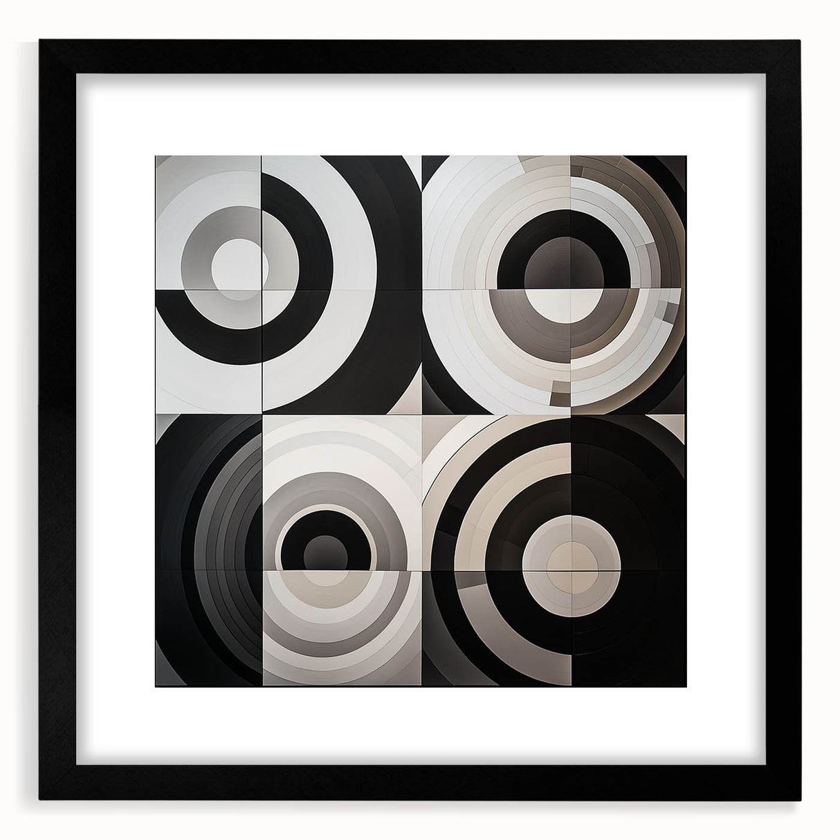 Modern Geometric Bedroom Wall Art - Black and White Canvas Print