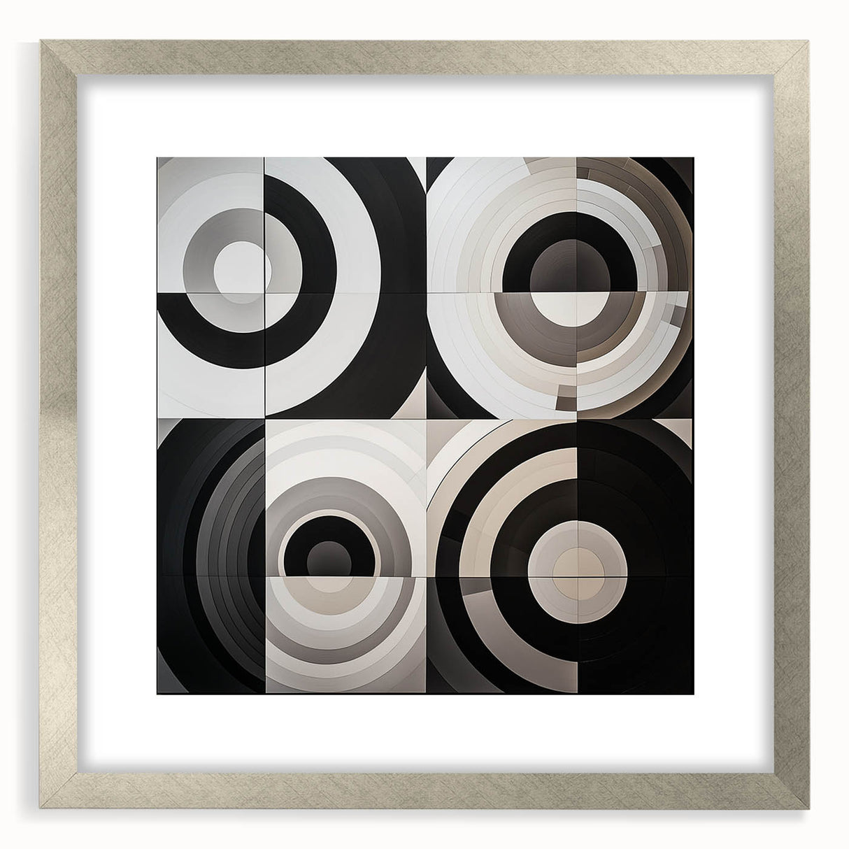 Modern Geometric Bedroom Wall Art - Black and White Canvas Print