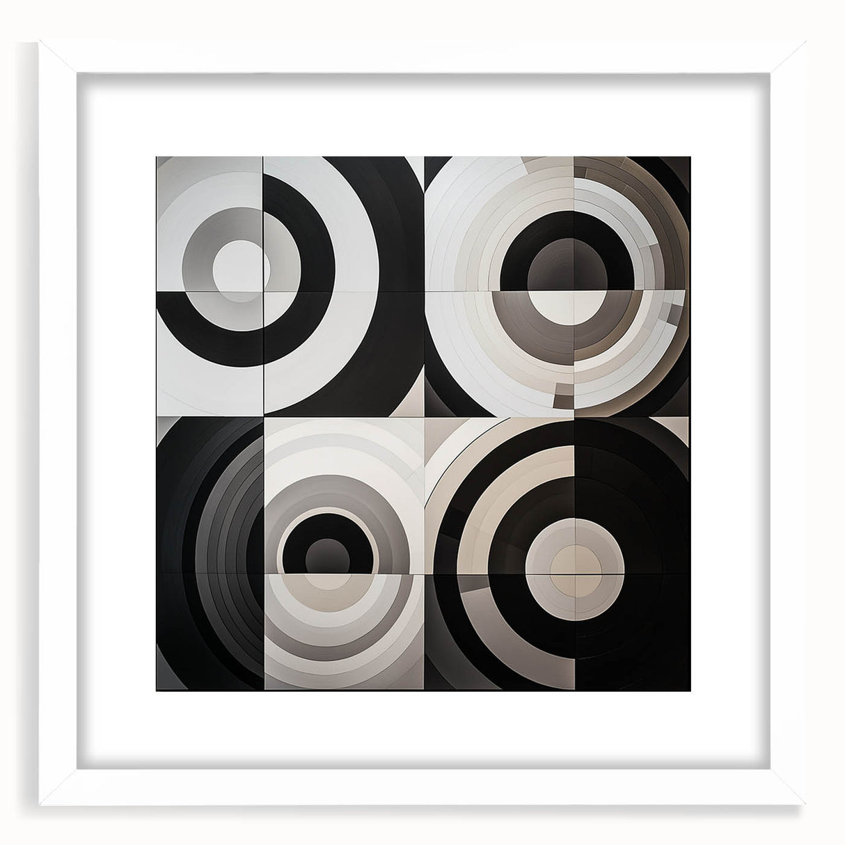 Modern Geometric Bedroom Wall Art - Black and White Canvas Print