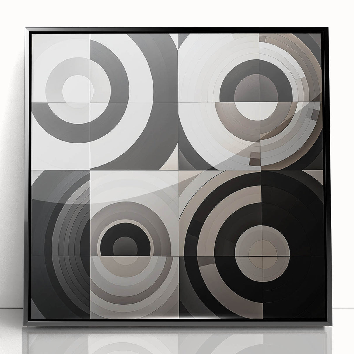 Modern Geometric Bedroom Wall Art - Black and White Canvas Print