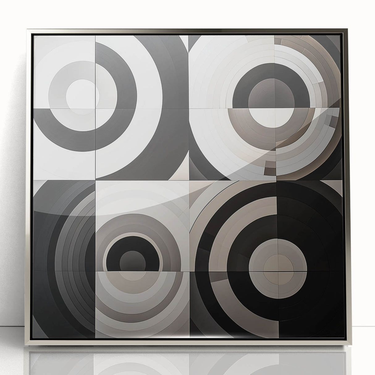 Modern Geometric Bedroom Wall Art - Black and White Canvas Print