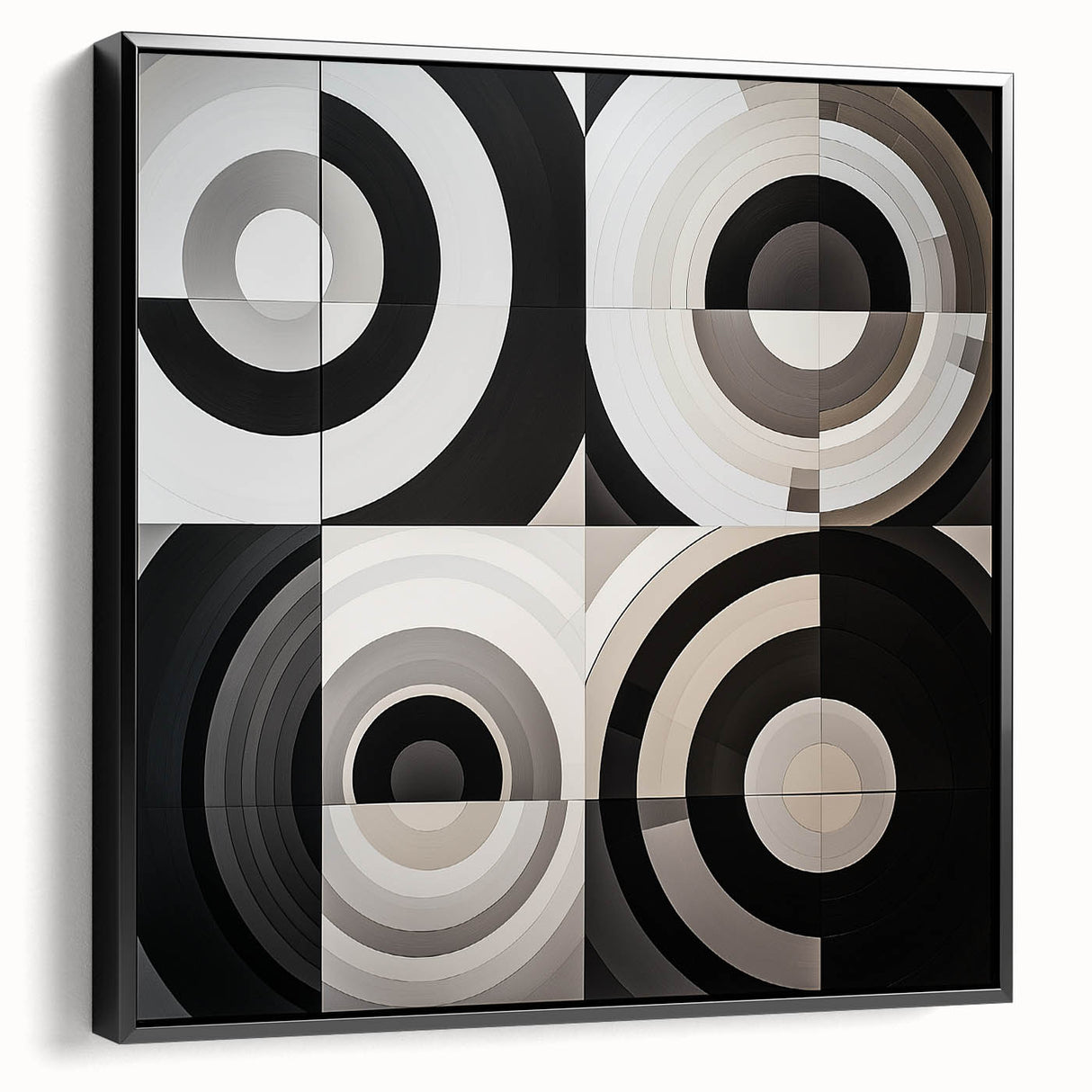Modern Geometric Bedroom Wall Art - Black and White Canvas Print