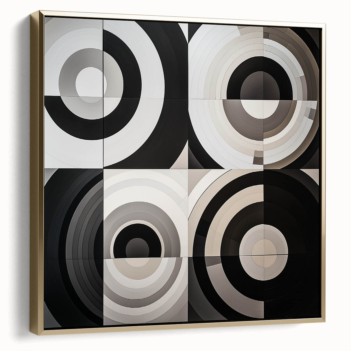 Modern Geometric Bedroom Wall Art - Black and White Canvas Print