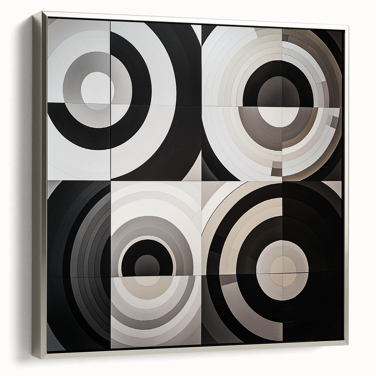 Modern Geometric Bedroom Wall Art - Black and White Canvas Print
