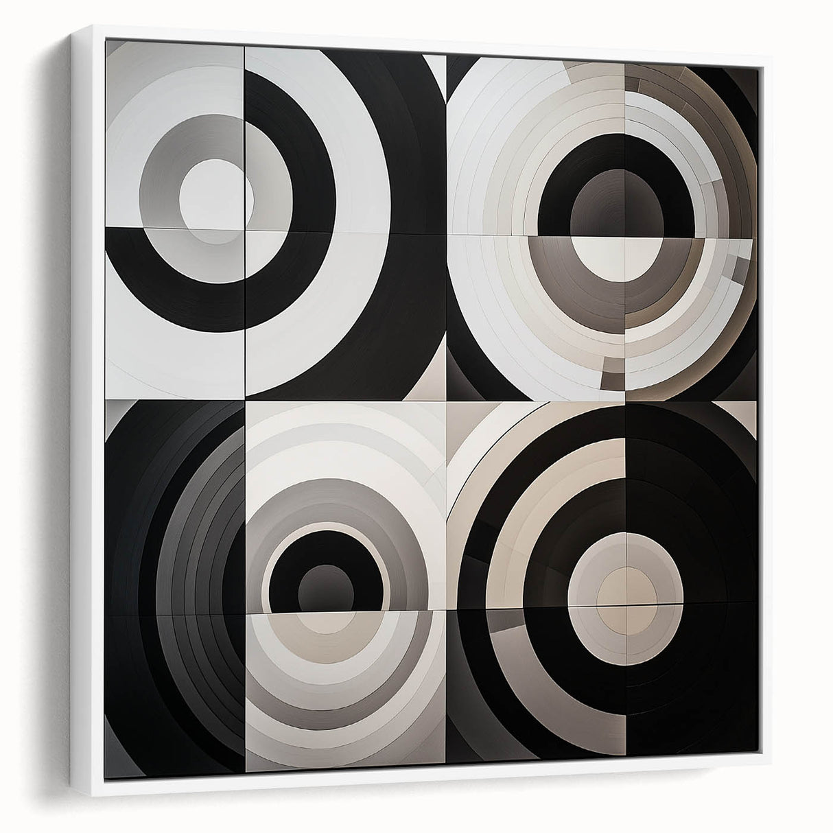 Modern Geometric Bedroom Wall Art - Black and White Canvas Print