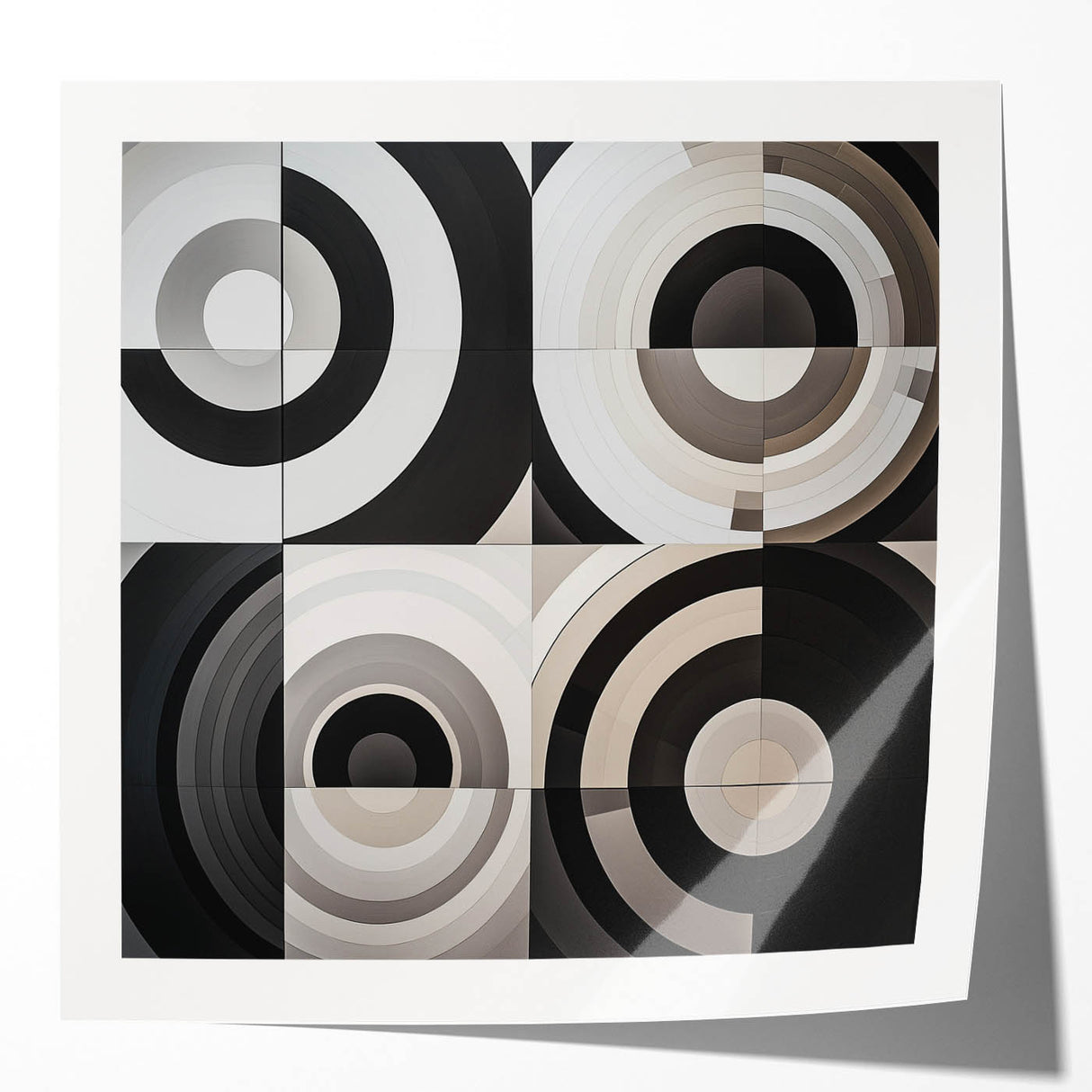 Modern Geometric Bedroom Wall Art - Black and White Canvas Print