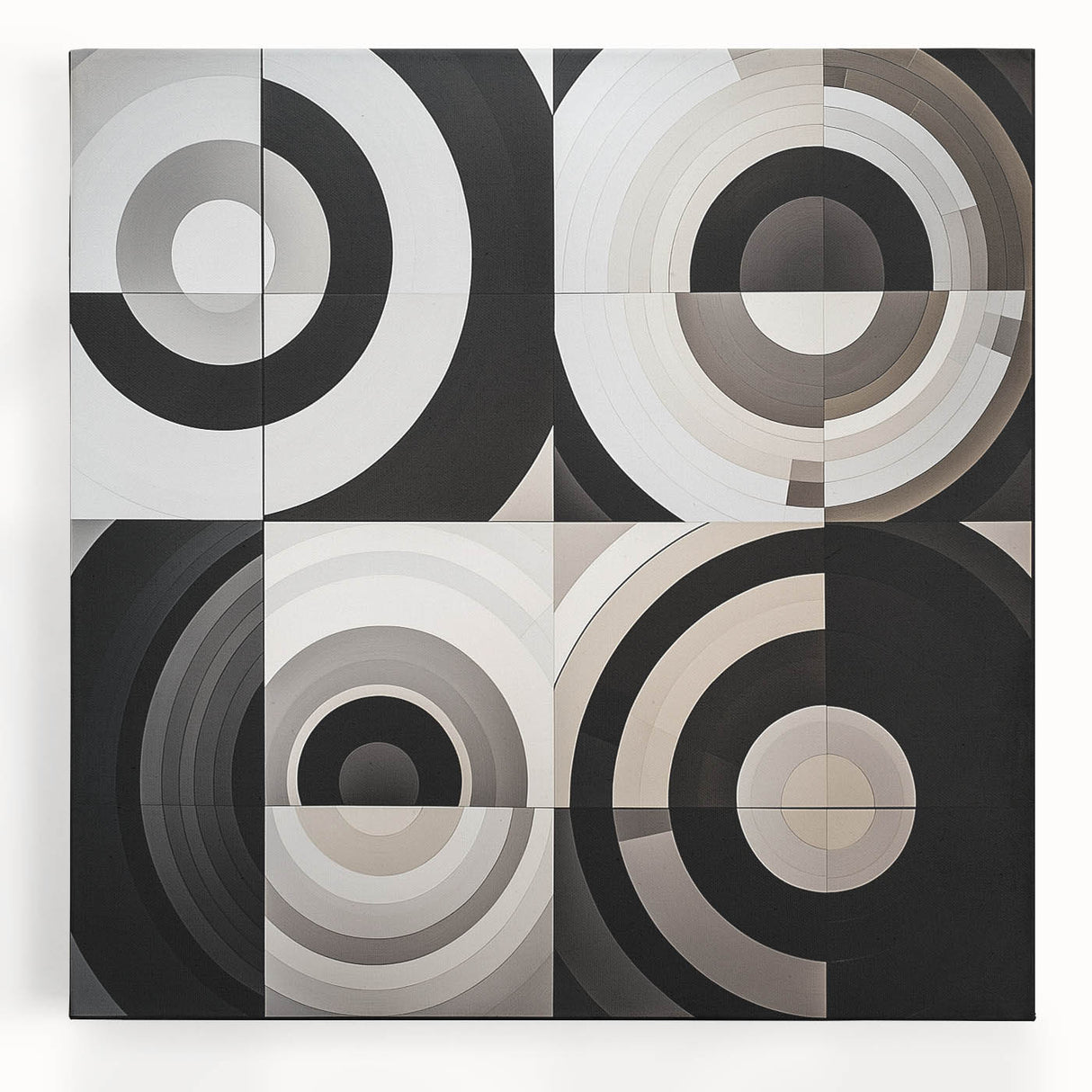 Modern Geometric Bedroom Wall Art - Black and White Canvas Print