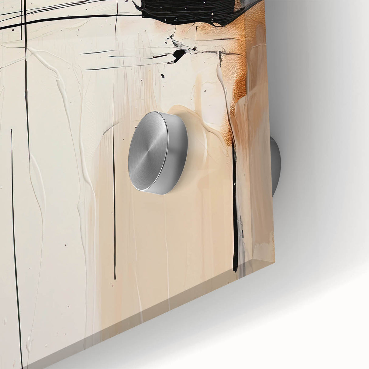 Custom Dining Room Wall Décor - Abstract Beige, Gold & Black Art