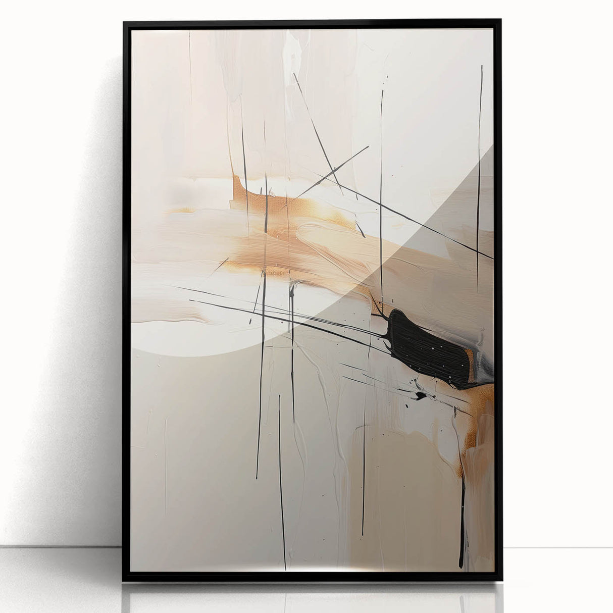 Custom Dining Room Wall Décor - Abstract Beige, Gold & Black Art