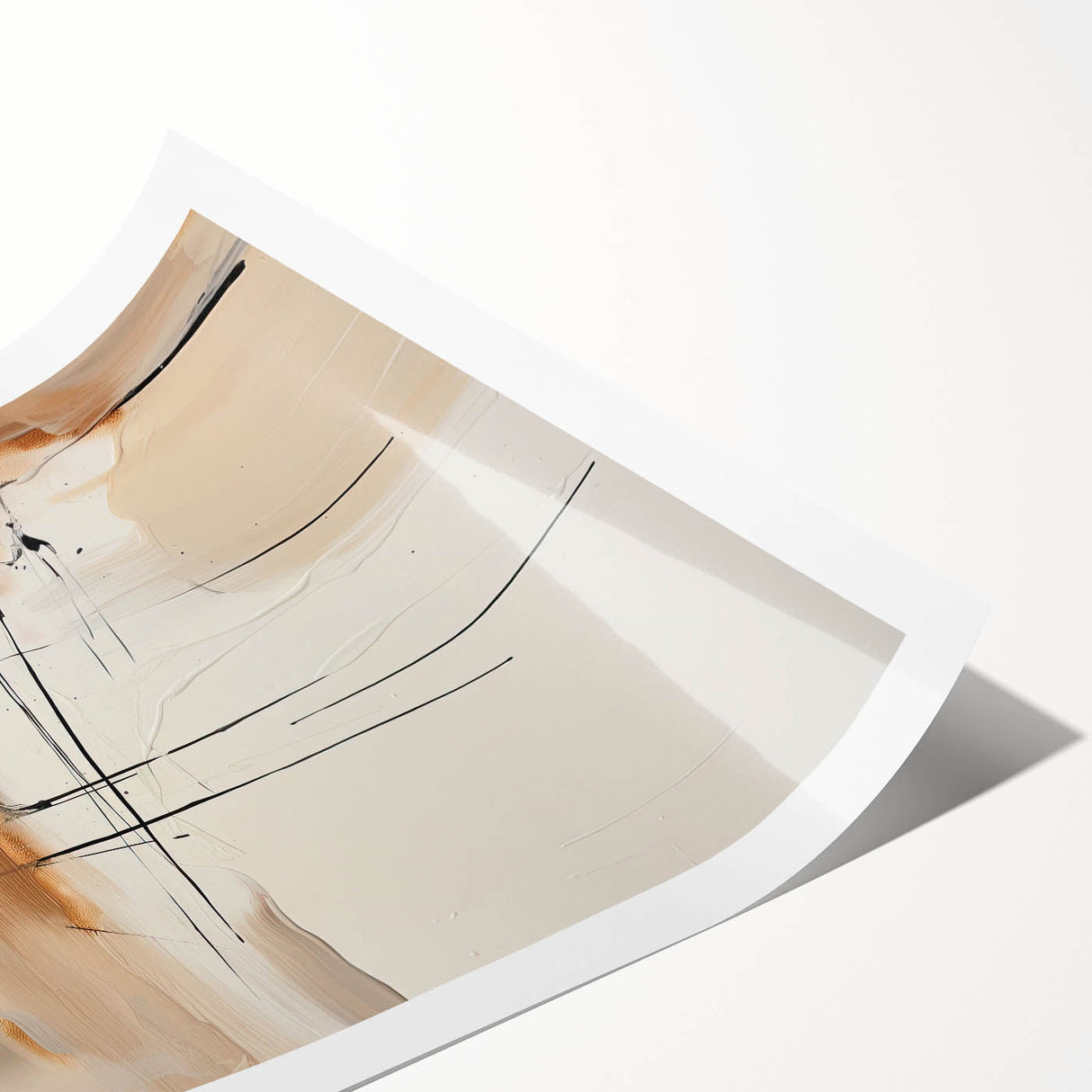 Custom Dining Room Wall Décor - Abstract Beige, Gold & Black Art