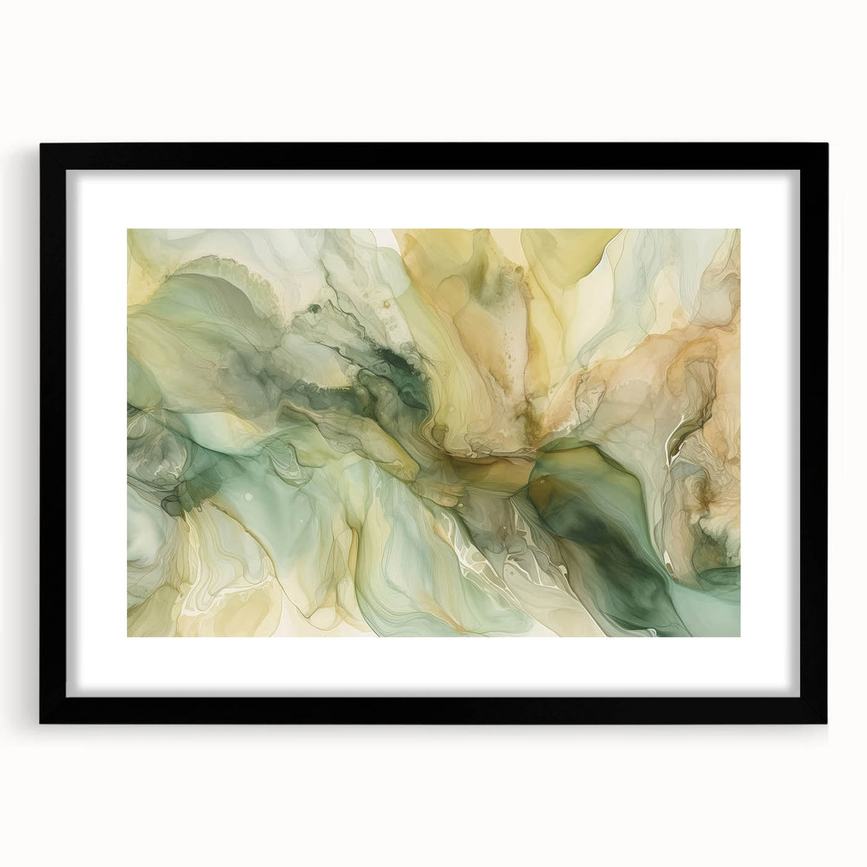 Abstract wall art print with colorful strokes in black frame and mat, showcasing a modern artistic design perfect for home decor enhancement.