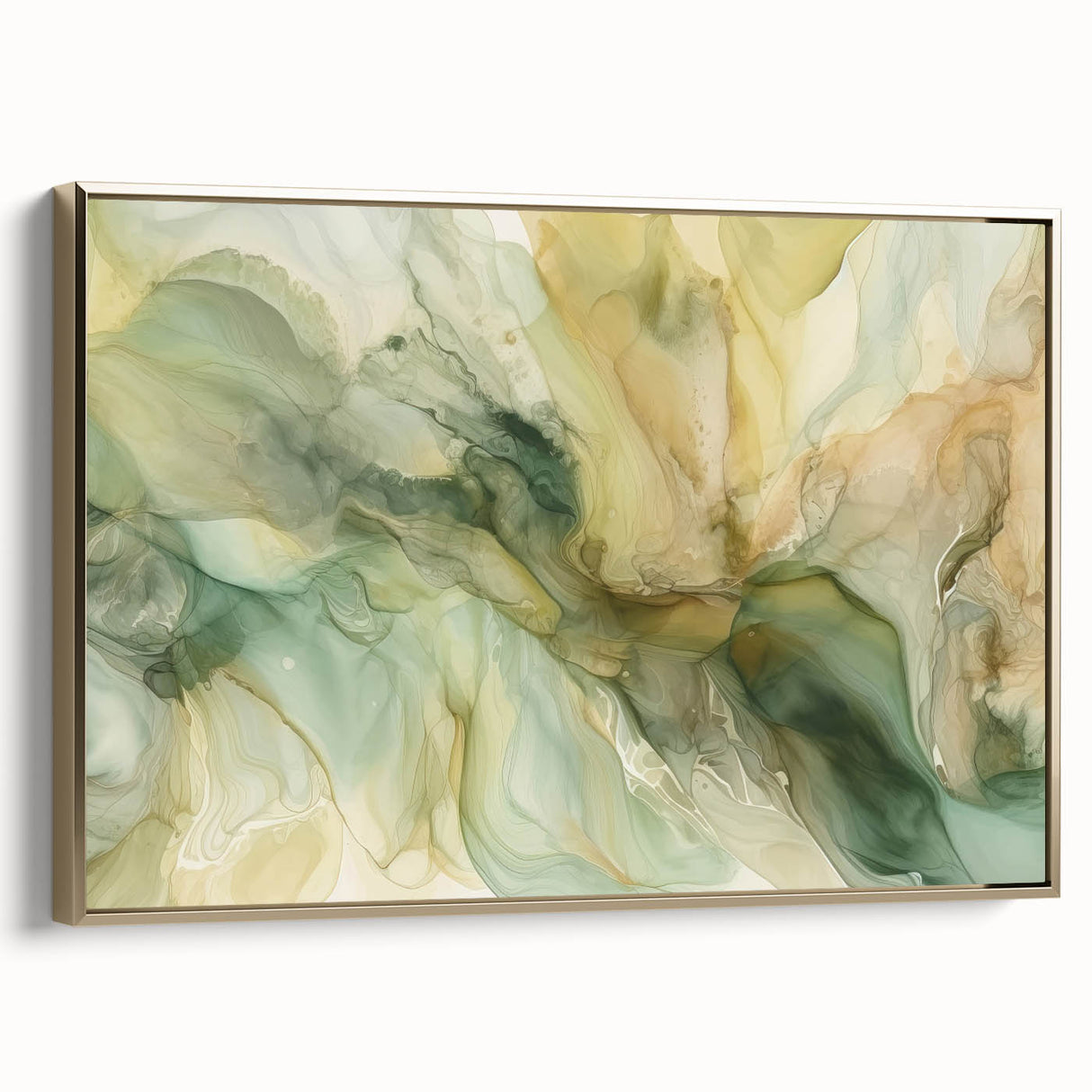 Framed canvas wall art showcasing abstract strokes in gold and black, emphasizing a modern aesthetic. Perfect for enhancing contemporary home decor.