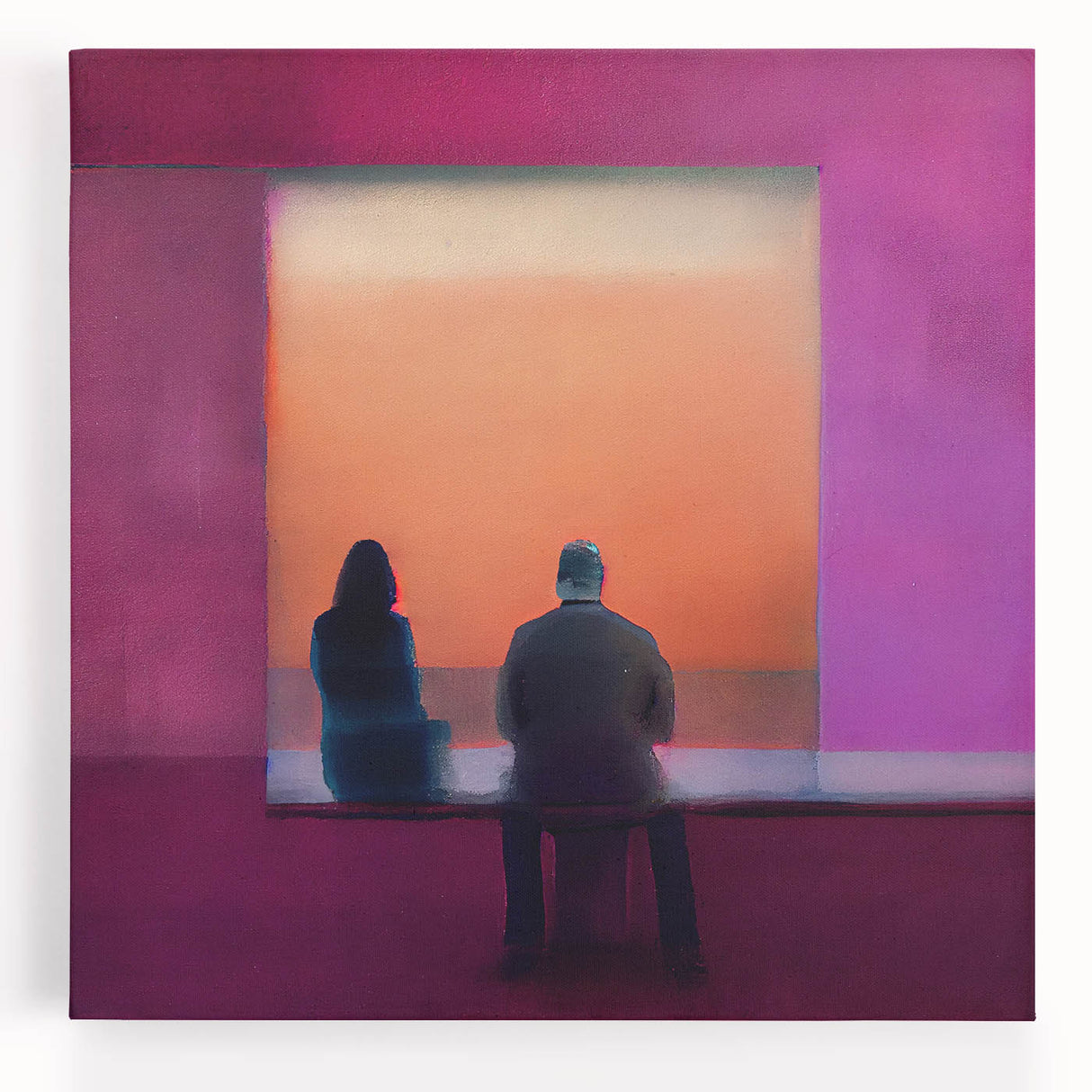 Abstract figurative wall art on stretched canvas, showcasing vibrant colors and dynamic shapes, perfect for modern home decor and artistic expression.