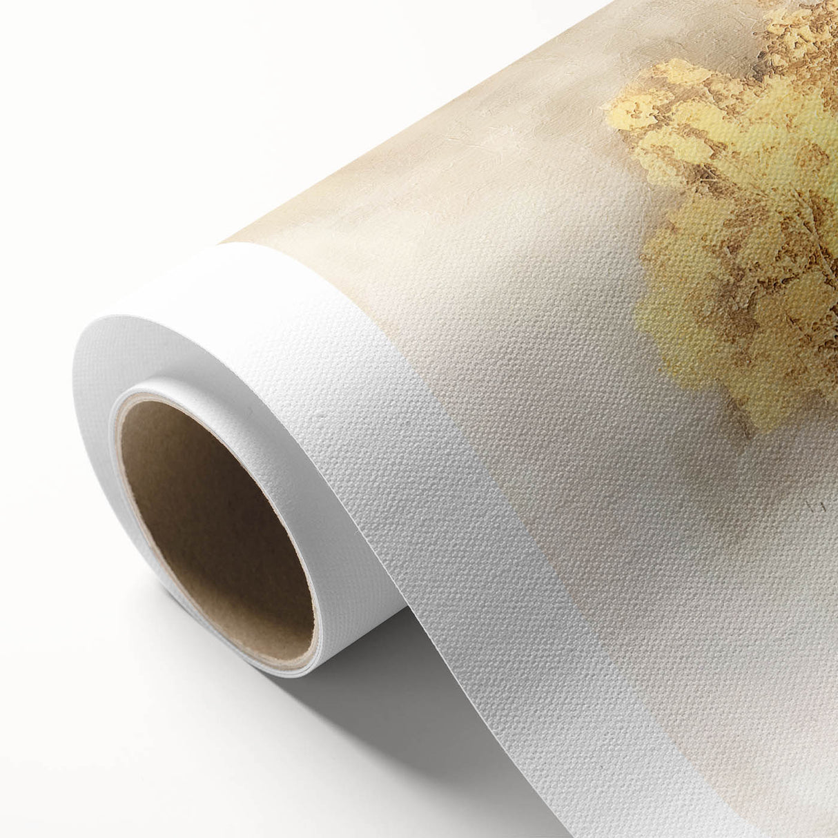 Abstract landscape wall art on rolled canvas, showcasing vibrant colors of blue, green, and orange with fluid shapes, perfect for modern home decor.