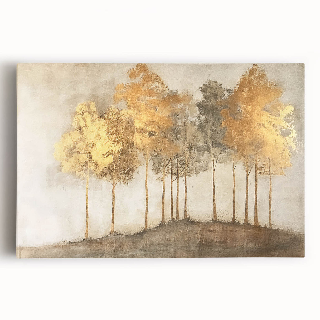 Abstract landscape wall art on stretched canvas, showcasing vibrant colors and dynamic brush strokes in a contemporary design. Perfect for modern decor.