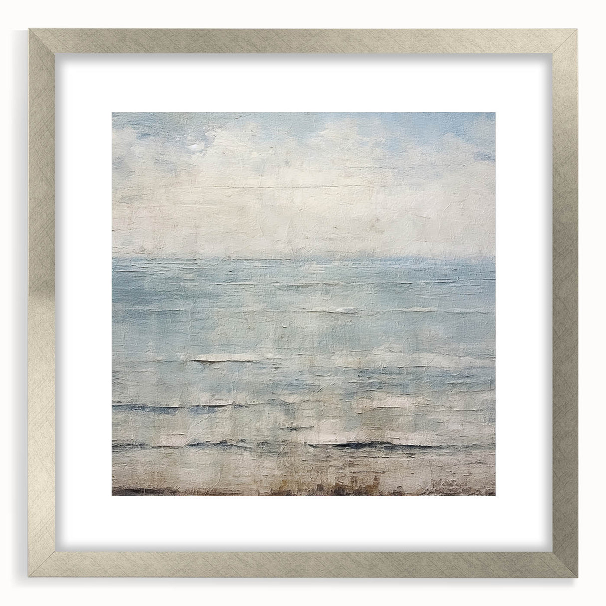 Abstract strokes wall art framed in silver with a mat, showcasing vibrant colors and dynamic patterns, ideal for modern home decor or office spaces.