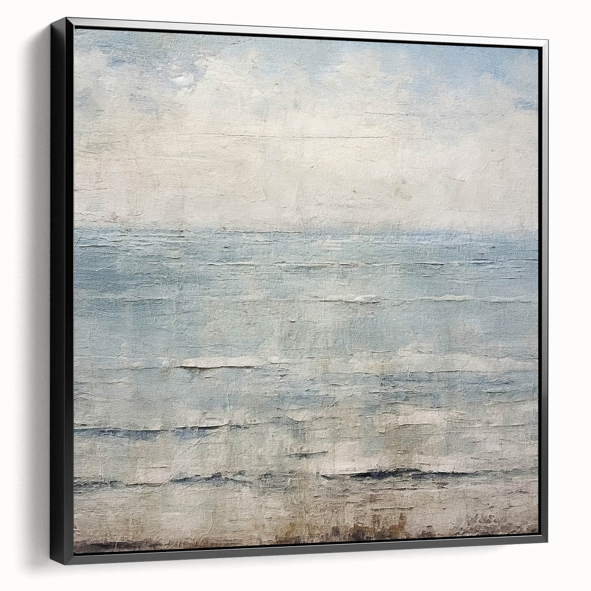 Framed canvas wall art featuring abstract strokes in black and white, showcasing a modern design ideal for contemporary home decor, viewed from the side.