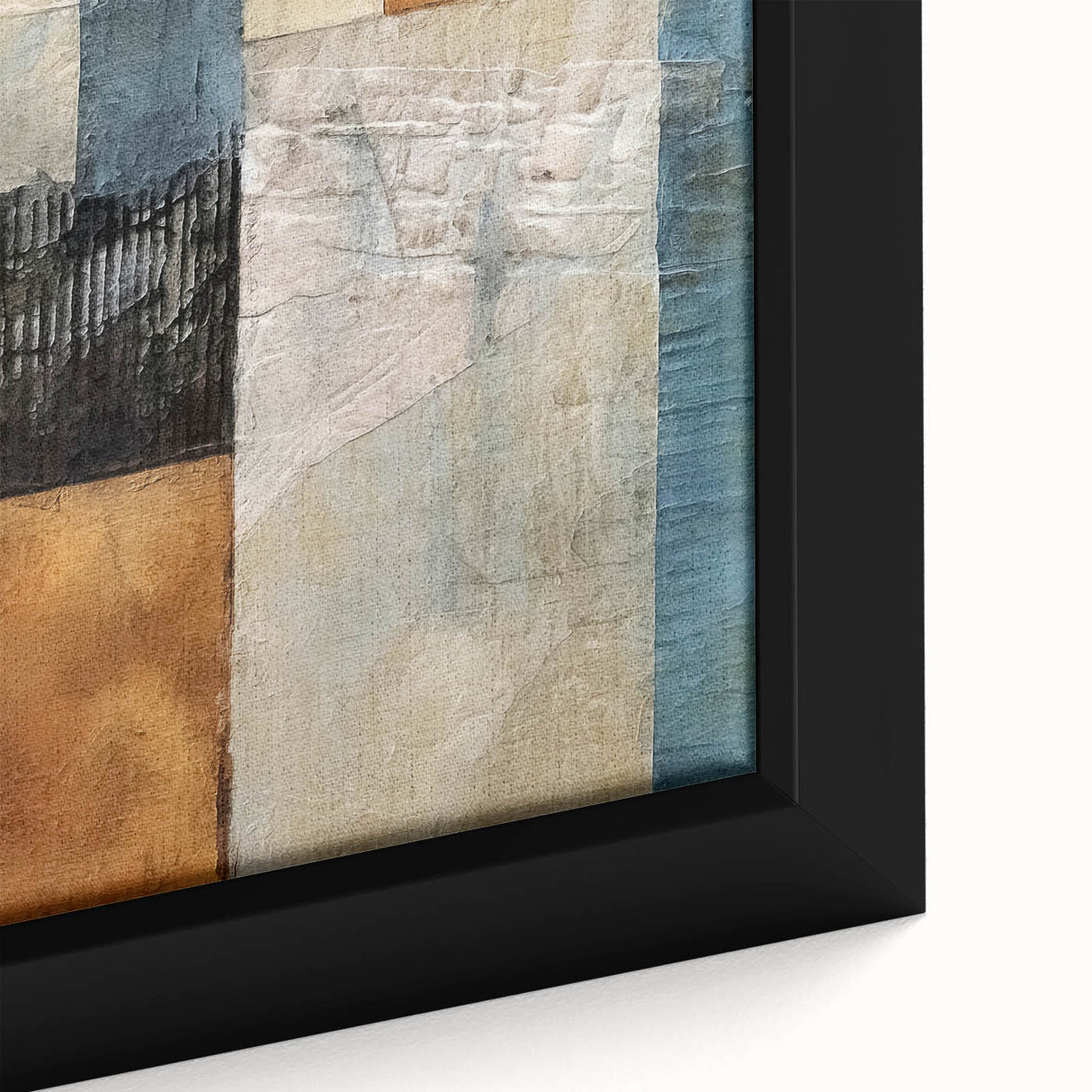 Close-up of abstract strokes wall art in a modern frame, showcasing vibrant colors and textured brushwork, ideal for contemporary home decor.