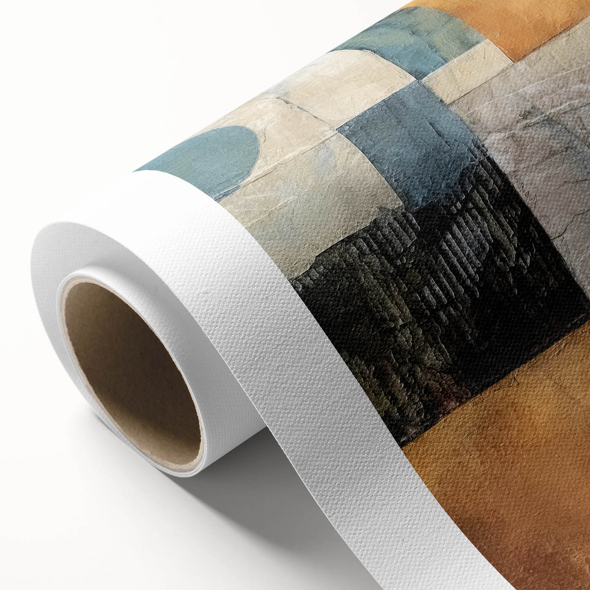 Abstract strokes wall art on rolled canvas showcasing vibrant colors and dynamic brushwork, perfect for modern home decor. Packaged securely for safe delivery.