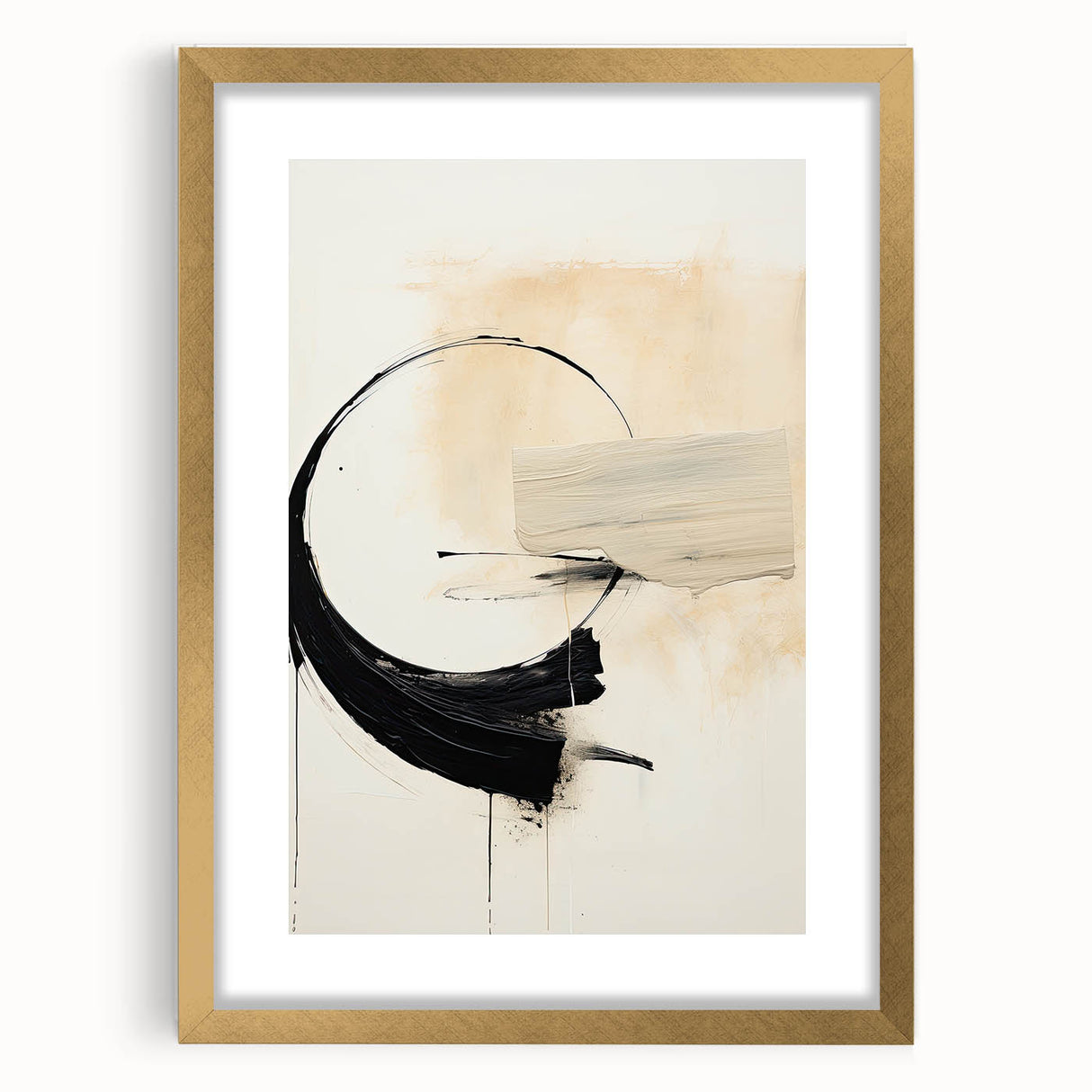 Framed Art for Dining Spaces - Abstract Black, White & Beige Print