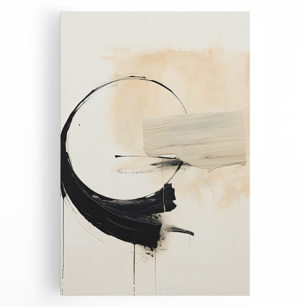 Framed Art for Dining Spaces - Abstract Black, White & Beige Print