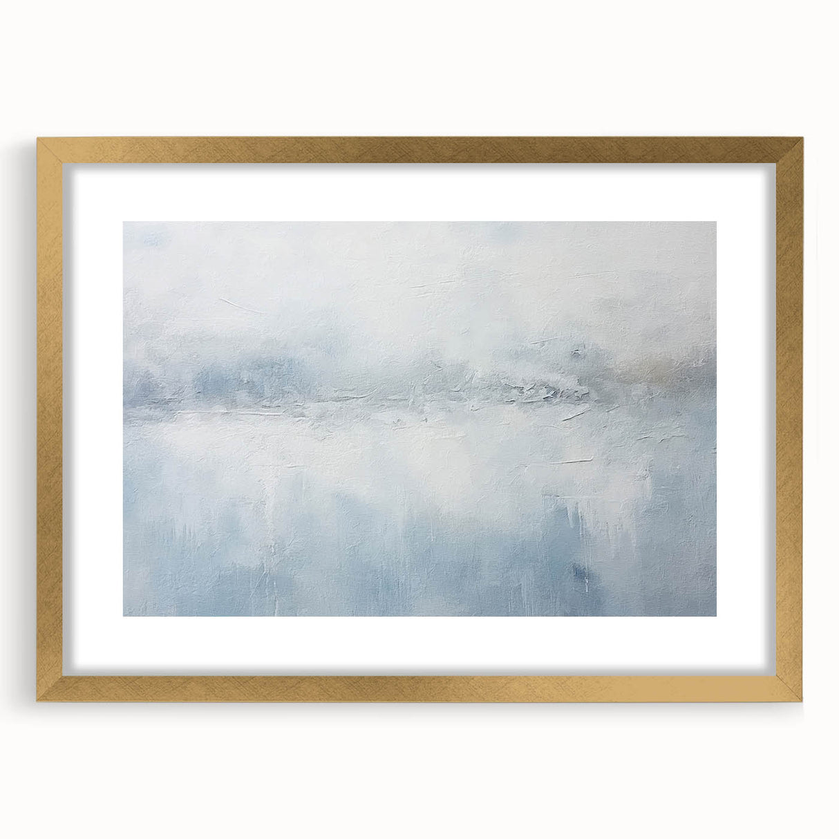 Abstract strokes wall art framed in gold with a mat, showcasing dynamic patterns and colors, perfect for modern home decor. Ideal for art enthusiasts seeking unique decor pieces.