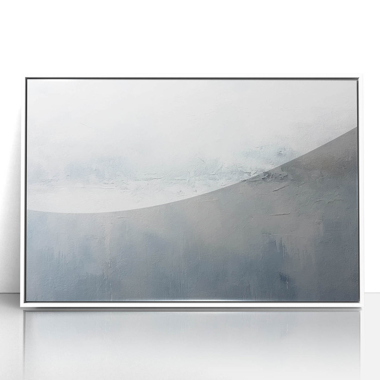 Framed abstract wall art featuring dynamic strokes in white and gray tones, enhancing contemporary decor with a modern aesthetic. Ideal for living spaces or offices.