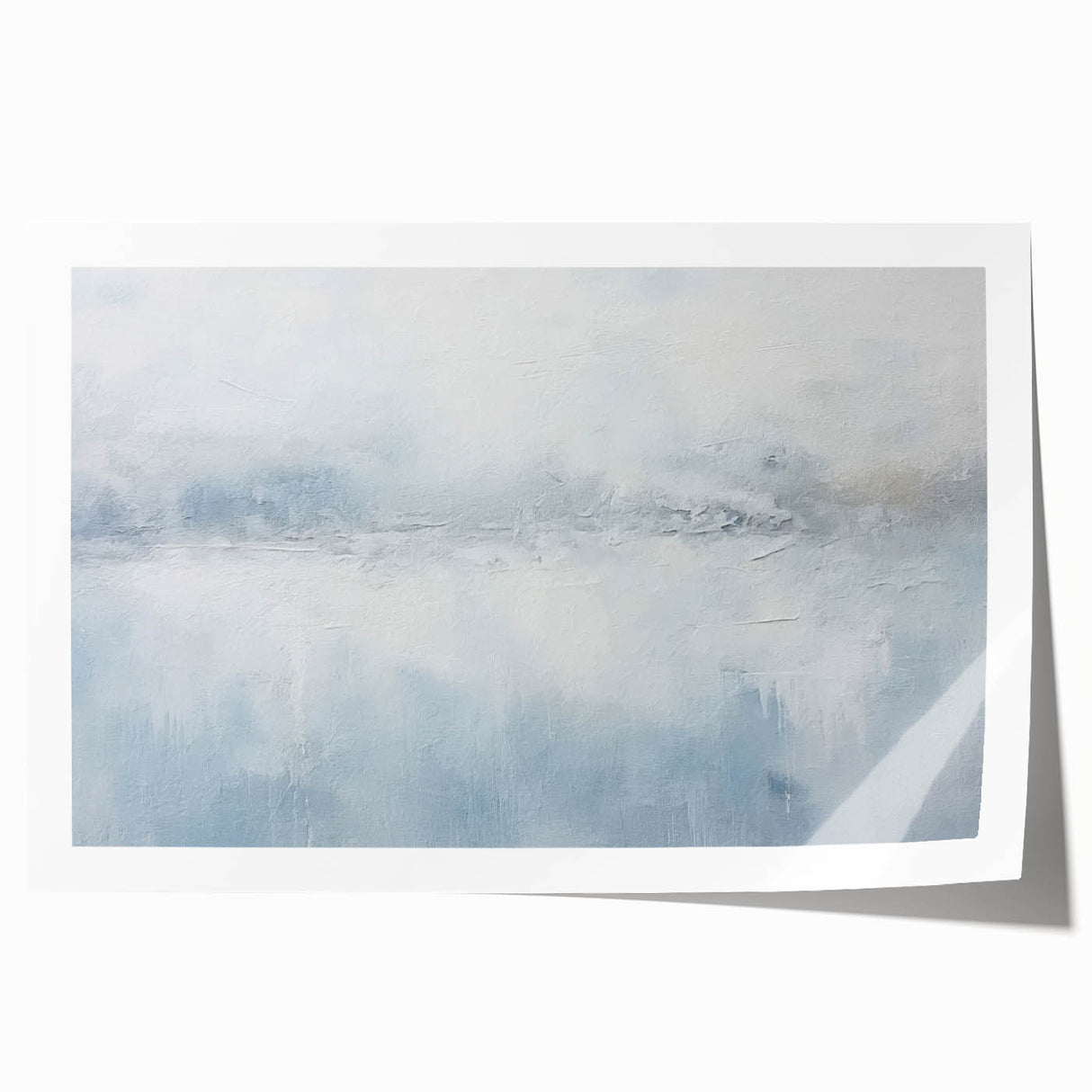 Abstract wall art print featuring vibrant strokes in shades of blue, orange, and yellow, showcasing a modern design ideal for contemporary home décor.