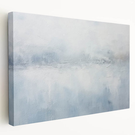 Abstract strokes wall art on stretched canvas, showcasing vibrant colors including blues and oranges, perfect for modern home decor. Side view highlights its depth and texture, ideal for enhancing living spaces.