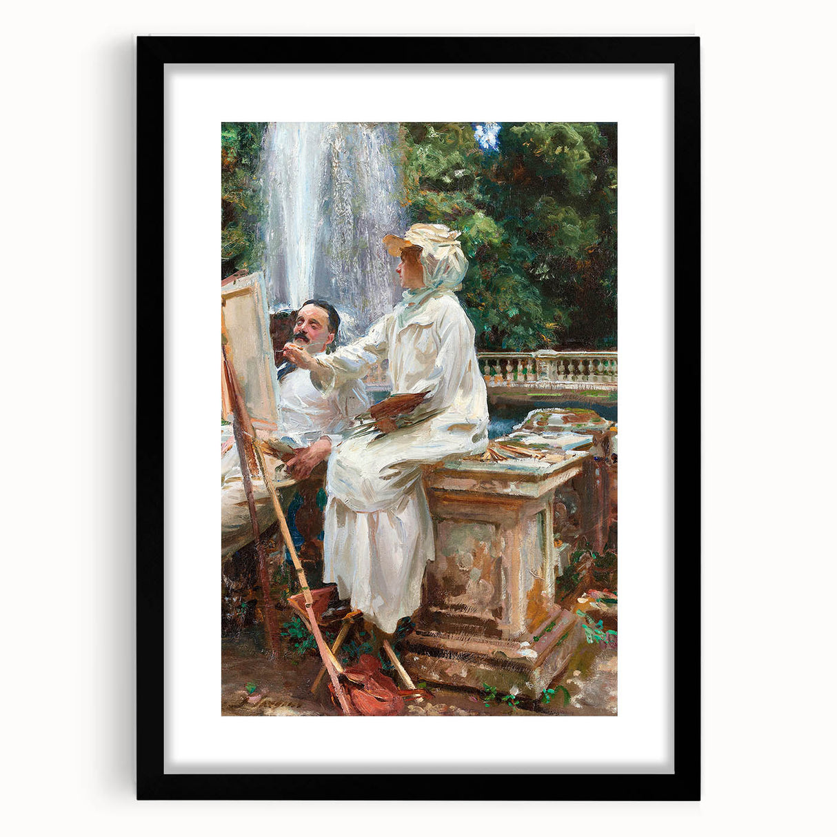 Romanticism Art: The Fountain at Villa Torlonia by Sargent Canvas