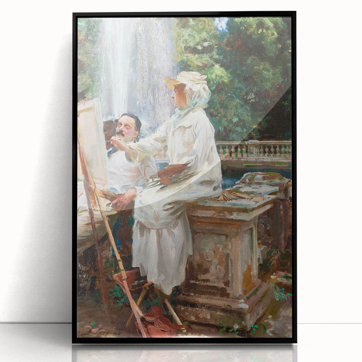 Romanticism Art: The Fountain at Villa Torlonia by Sargent Canvas