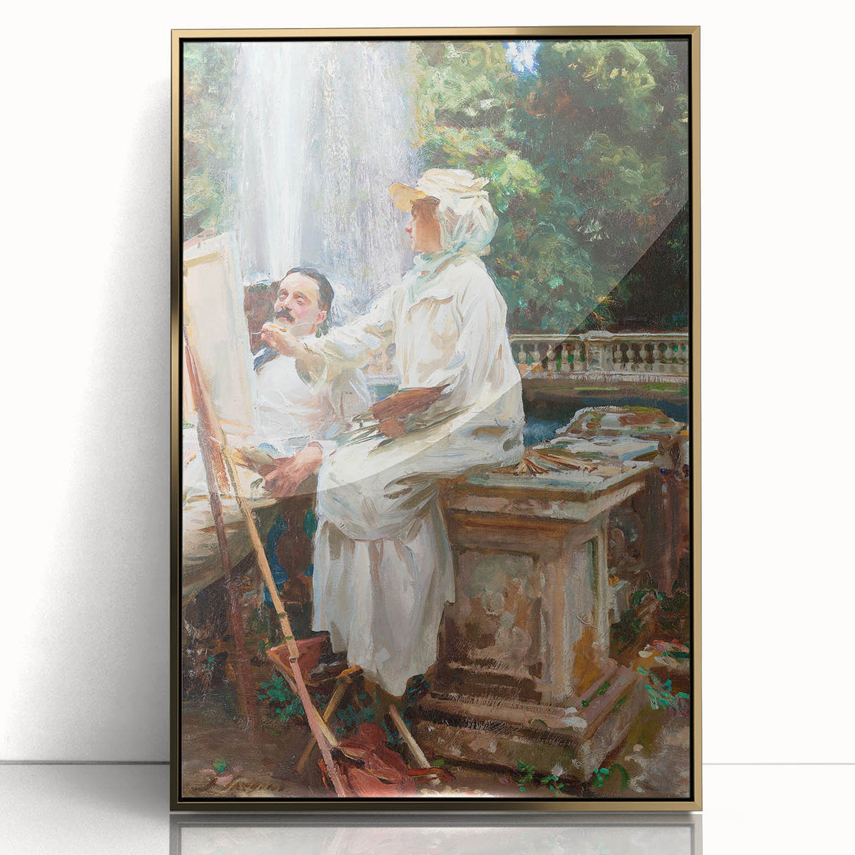 Romanticism Art: The Fountain at Villa Torlonia by Sargent Canvas