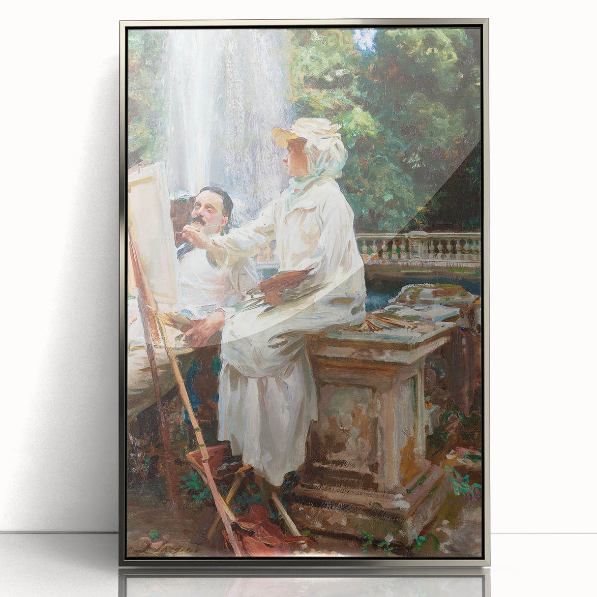 Romanticism Art: The Fountain at Villa Torlonia by Sargent Canvas