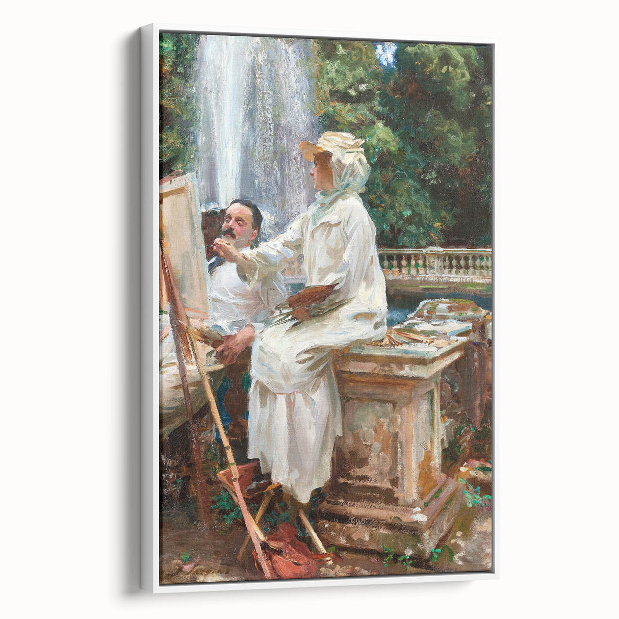 Romanticism Art: The Fountain at Villa Torlonia by Sargent Canvas