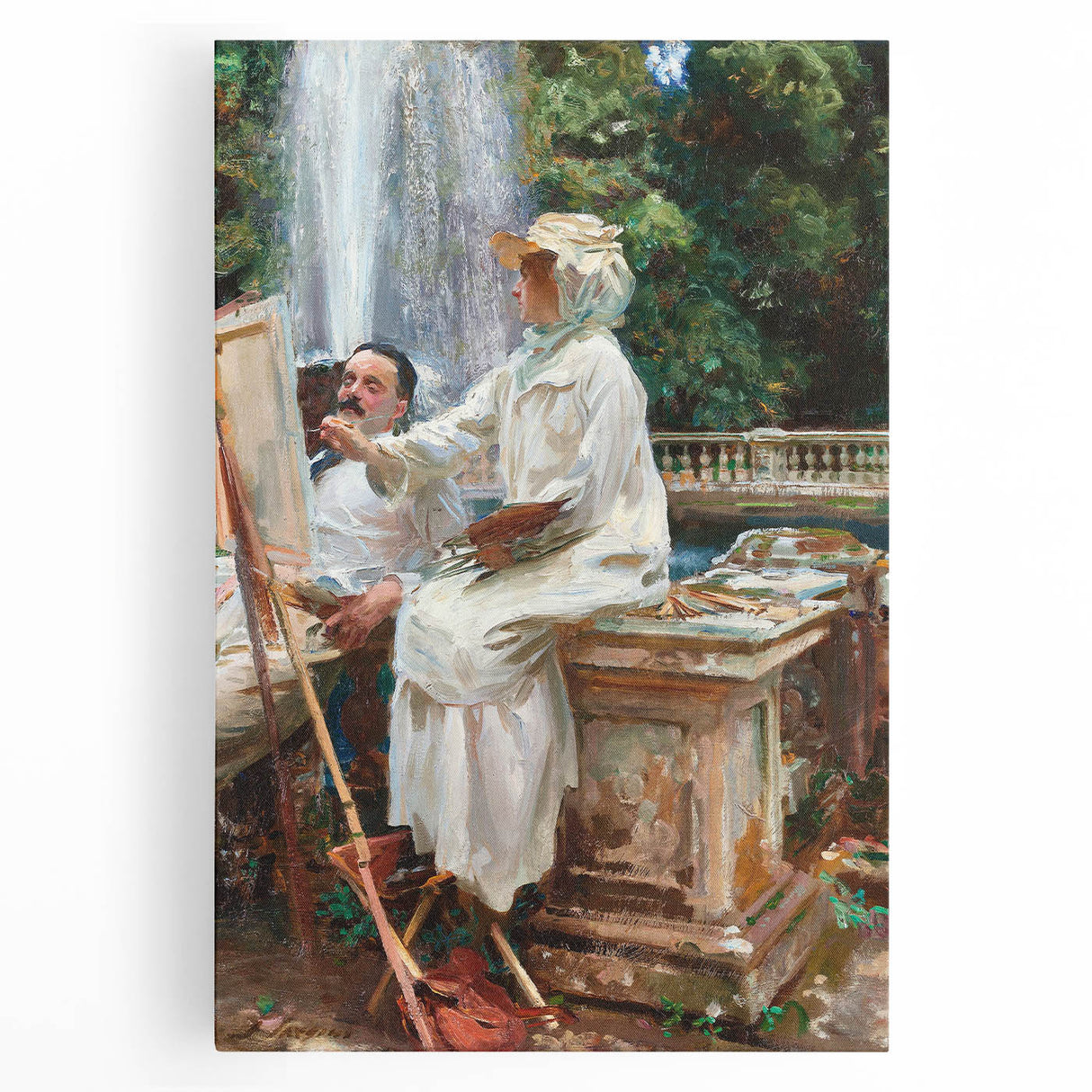 Romanticism Art: The Fountain at Villa Torlonia by Sargent Canvas