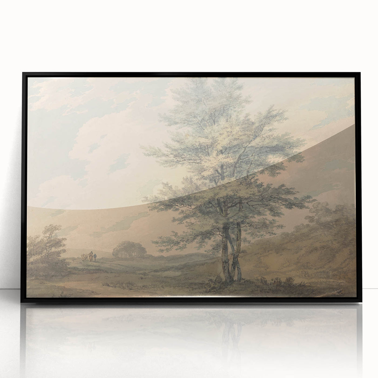 Romantic Art Prints: Serene Landscape with Trees and Figures