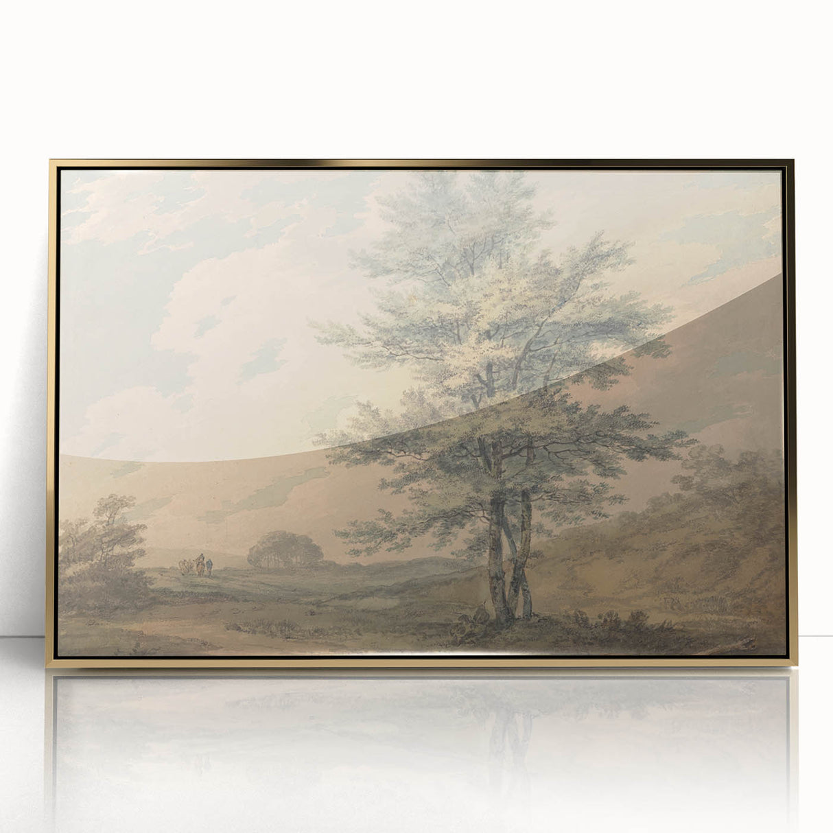 Romantic Art Prints: Serene Landscape with Trees and Figures