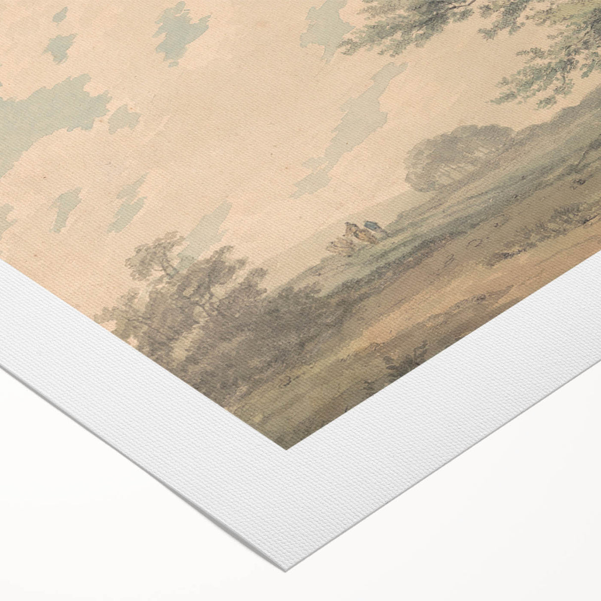 Romantic Art Prints: Serene Landscape with Trees and Figures