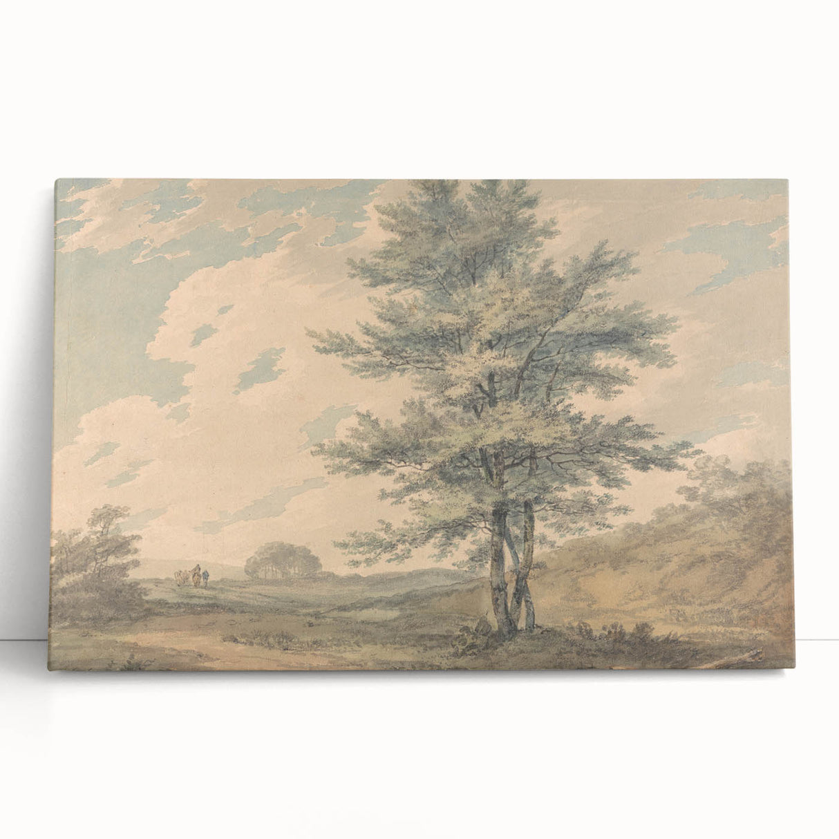 Romantic Art Prints: Serene Landscape with Trees and Figures