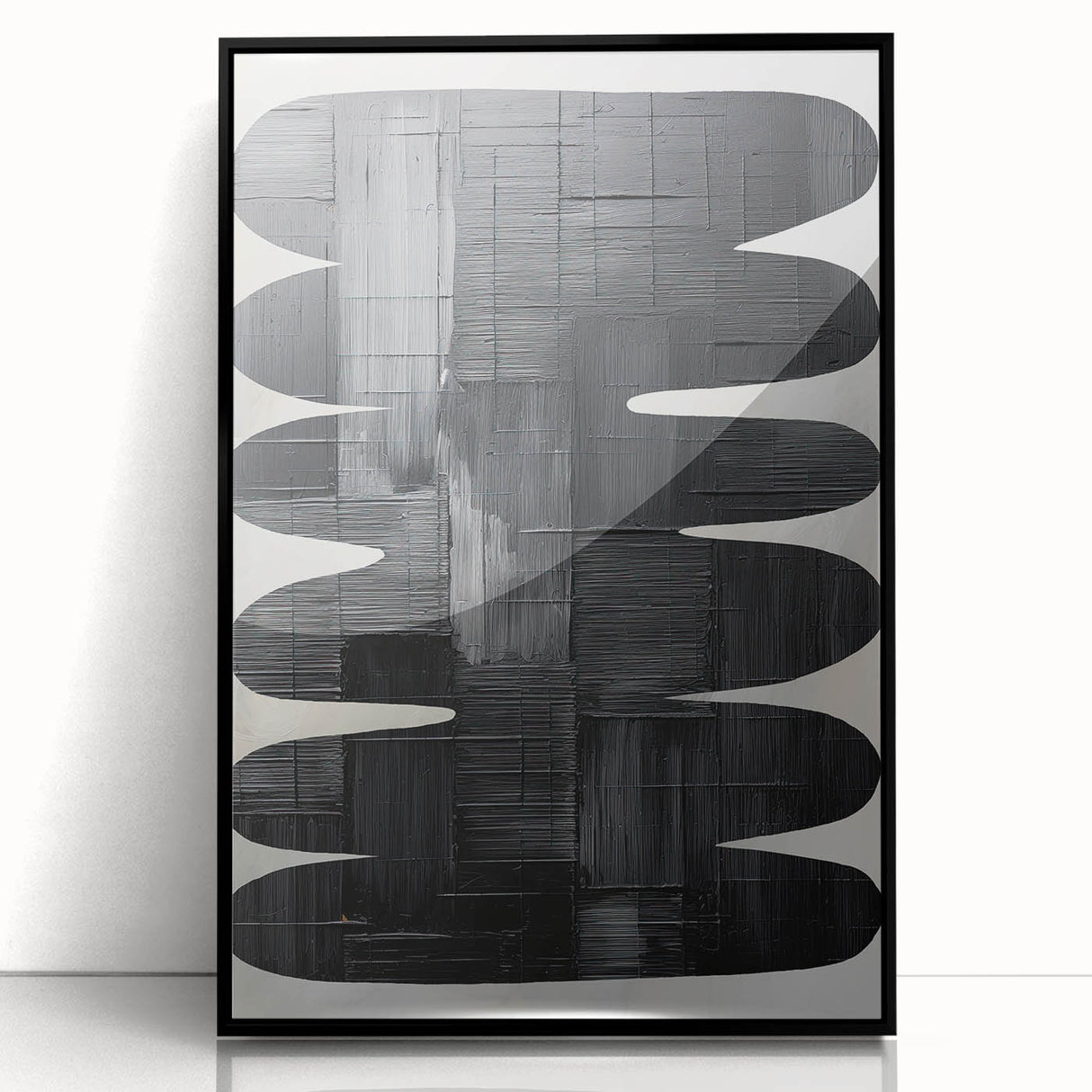 Contemporary Dining Art Pieces - Black & White Textured Abstract